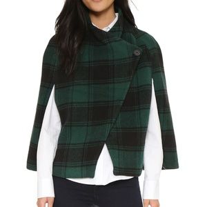 Jack BB Dakota Green Plaid Cape Jacket Medium NEW